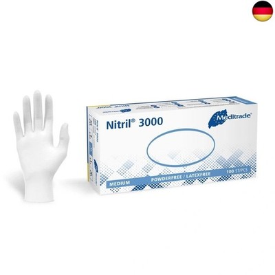 Meditrade Nitril  3000 weißer Untersuchungshandschuh ? puder- und latexfreie E