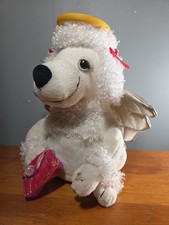 ANIMATED WHITE CHRISTMAS POODLE W/MOTION/MUSIC  LIGHTED RING GEMMY VERY CUTE