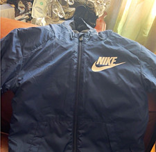 Nike Boys Blue Hooded Full-Zip Fleece Jacket w/ Pockets Size 6