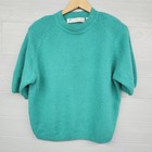Vintage Chaus Green Lambswool Angora Blend Short Sleeve Sweater Womens Size L