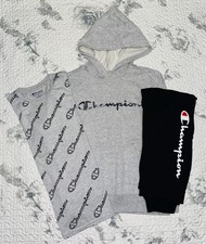 Boys 3pc Champion Gray/Black T-Shirt, Hoodie,  Joggers Bundle Sz/ M 10-12 