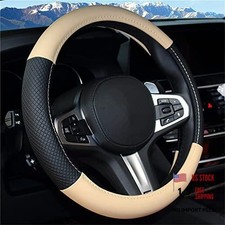 Soft Leather Steering Wheel Cover For Men And Womenuniversal 15 Inch Fit Beige