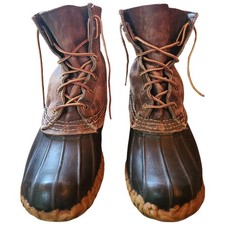 Vintage L.L. Bean Rain/Duck Boots Maine Hunting Shoe Brown Leather Size 8M Men  s