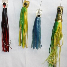 Lot of 4 Trolling Lures Metal Leader Wahoo Tuna 1x Vintage Bagley's Headknocker