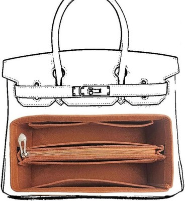 Purse Organizer Insert For Birkin 25 Bag, Felt BK-25, Orange 
