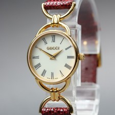 Orologio donna GUCCI 6000.2.L quadrante romano vintage quarzo avorio oro 23...