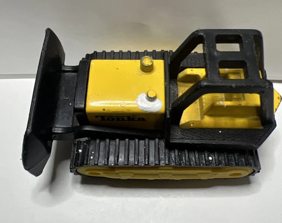 Bulldozer diecast Tonka 1994 vintage escala 1:64 amarillo negro juguete de construcción Foto 3 de 4