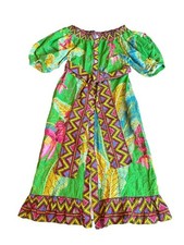 Farm Rio Banana Leaves Off-the-Shoulder Midi Dress Bright Colorful Size Small