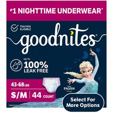 Goodnites Girls Nighttime Bedwetting Underwear, S/M 43-68 lbs , 44 Count Selec