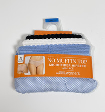 Warner's Blissful Benefits No Muffin Top Microfiber Hipster with Lace Size 10