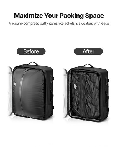 Vacuum Travel Backpack 65L Expandable Seal Compression with TSA-Approved Lock - $75.46