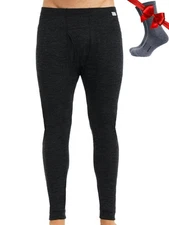 Merino Wool Base Layer Mens Bottom Pants 100 Merino Wool Heavyweight, Midweig...