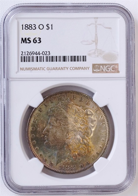 1883 O Morgan Silver Dollar MS 63 NGC $1 Nicely Toned