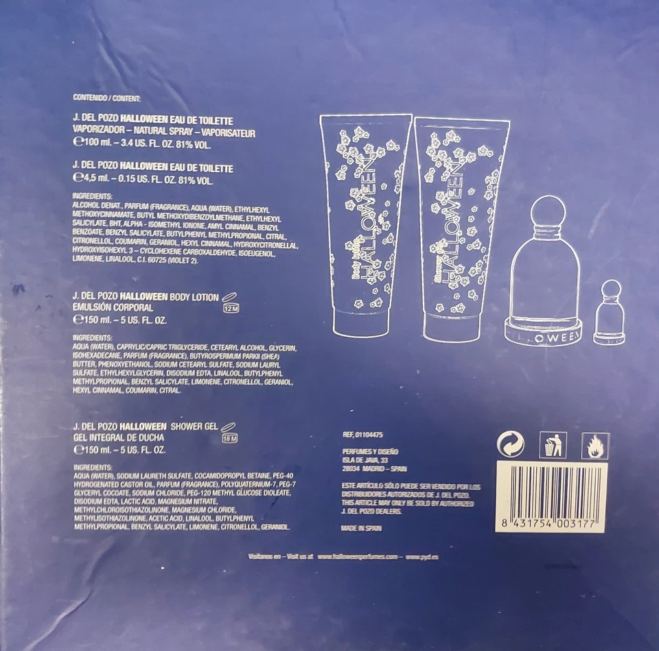 Halloween Jesús Del Pozo Mujer 4 piezas Set de Regalo EDT Spray + Loción + Gel Nuevo en Caja Foto 2 de 3