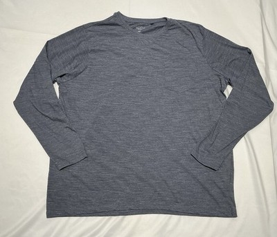 Identic Shirt Mens Gray XXL Long Sleeve Cotton Blend Crew Neck