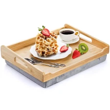 TOPZEA Bamboo Lap Tray with Detachable Cushion, 16.5"x 12.5" Bed Trays TV Lap...