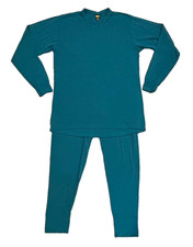 VTG REI Men's Pajama Base Layer Set Size XL TALL Made in USA Teal Blue Crew Neck