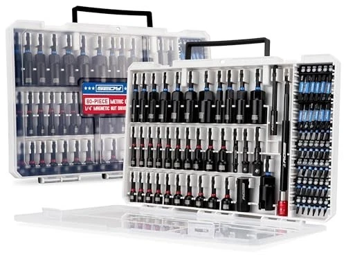 Juego de atornilladores de tuercas de impacto magnéticas premium de 80 piezas métricas y SAE con adaptador de enchufe Foto 2 de 4