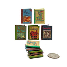 CLASSIC CHILDRENS Books 1:12 SCALE MINIATURE 5 Pc Illustrated Readable Books