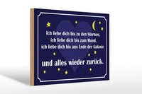 Holzschild Spruch 20X30 Cm Ich Liebe Dich Bis Zu Den Sternen Deko Schild