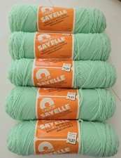 Lot of 5 - Sayelle Knitting Worsted Type 100 Orlon Yarn BABY GREEN - NEW