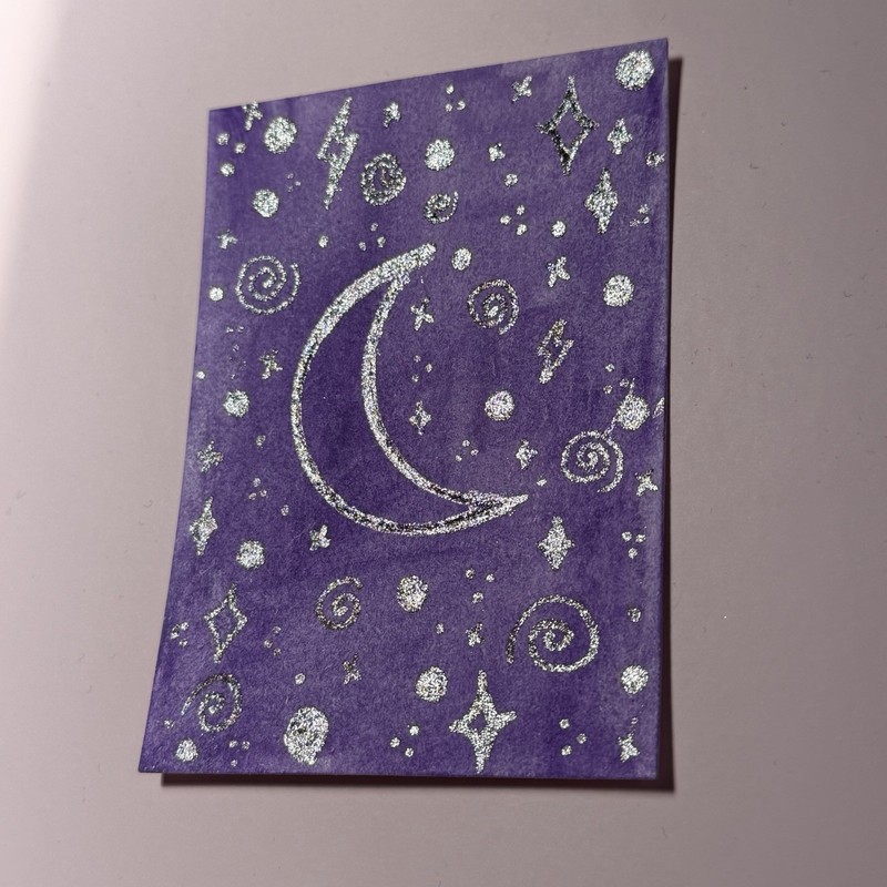 ACEO Original ATC Stardust Watercolor & Pen Painting  2.5x3.5