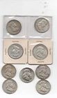 Lot of 9 Franklin Half dollars VG TO UNC 1952-52d-60d-62d-63-63-63-63unc-63unc