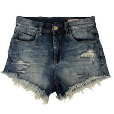 BlankNYC Wedge Short Distressed Denim Cutoff Shorts Blue High Rise 26 58A-8044