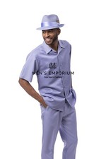 NEW Mens Montique 2PC Summer Walking Set Leisure Suit Regular Fit 2612 Lilac USA