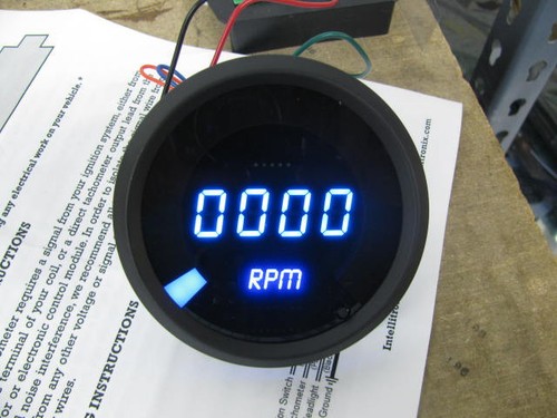3 3/8" Universal Digital Tachometer Bargraph Gauge Blue LED Black Bezel - Picture 7 of 9