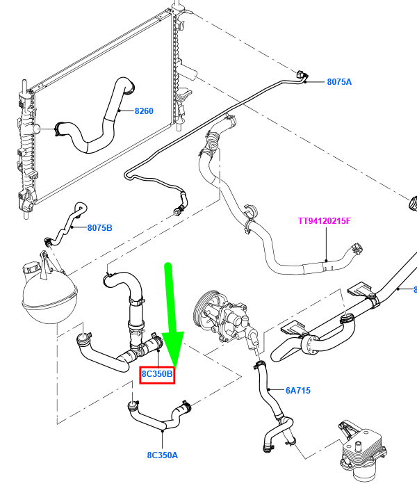 abc18　3口 FORD TRANSIT MK3 Cooling System Tube Assy CC11-8C351-AB