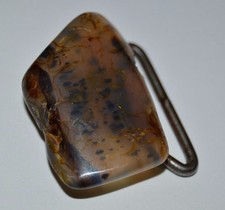 Vintage Polished Stone Handmade Small Belt Buckle Rock Geologist Western RARE