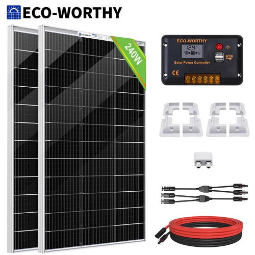 100W 120W 200W 400W 12V Volt Solar Panel Kit with Brackets Motorhomes Trailer RV - Picture 17 of 33
