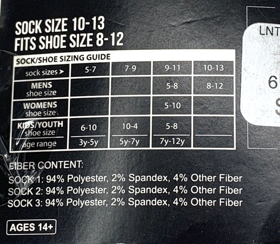 Support Stocking Helper Looney Tunes Men's Crew Socks SZ 8-12 3-Pk Athletics Cushioned Arch ...