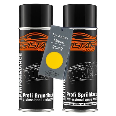 Autolack Spraydosen Set für Aston Martin 2042 Sunburst Yellow Perl Grund Basis