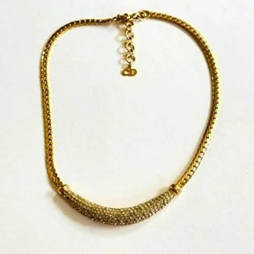 Collana vintage Christian Dior Regal firmata oro cristallo elegante designer fascia alta