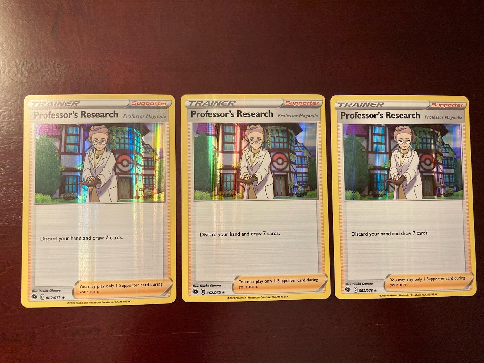 3x Professor's Research Magnolia 062/073 Holo Pokemon TCG Card Deck Builder