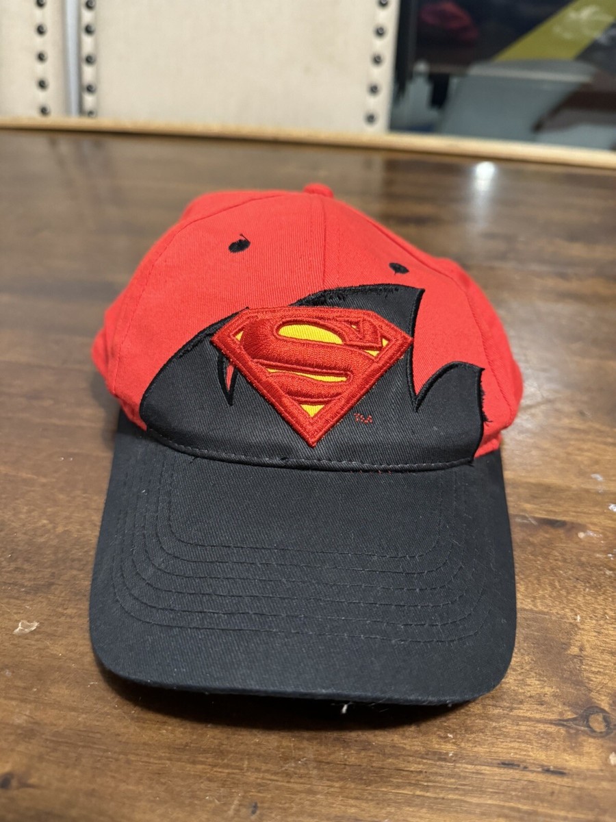 帽子 [0] OLD VINTAGE SUPERMAN HAT Vintage Superman Hat Cap Red Black DC 2005 Adjustable Strap