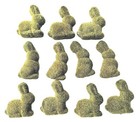 11 New Spring Easter Green Moss 3" Flocked Rabbits Decor 2 Poses