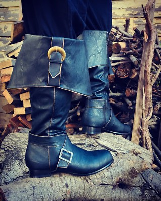 Black Captain Jack Sparrow Pirates of the Caribbean Medieval Knight Boots  12 13