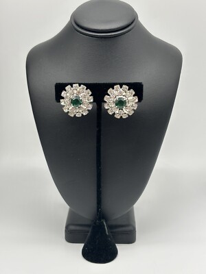 Vintage Eisenburg Ice Green Rhinestone Earrings Stunning Fashion