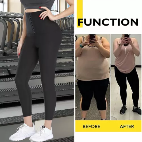 Damen Thermo Sauna Leggings Bauchweg Schwitzhose Abnehmen Laufhosen Sporthosen - Bild 14 von 35