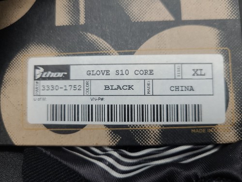 Thor S10 Core Premium Gloves Black Size XL Part#3330-1752 New - Picture 2 of 3