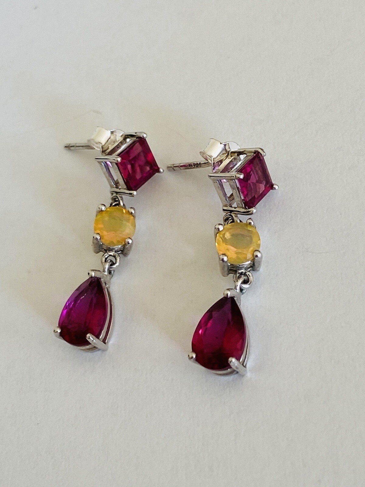 Vintage Designer Sterling Silver Ruby Citrine Tri… - image 2