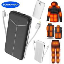 Charmast Portable Charger w/ Built-in Cables & AC Wall Plug, 10000mAh Power Bank