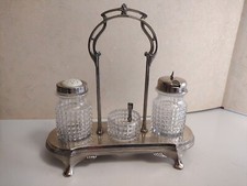 Schöne alte Menage Jugendstil D.R.G.M. Metall Glas Vintage