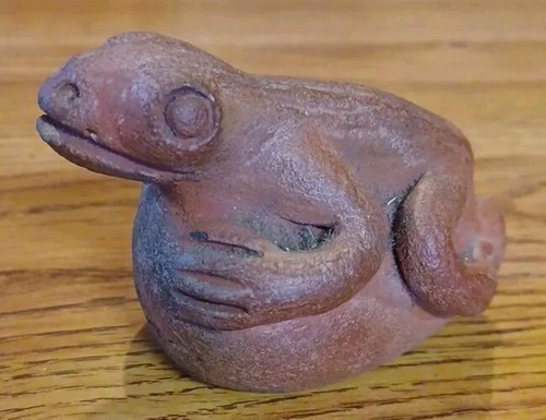 Pre-Columbian Style OCARINA Clay Pottery Flute Lizard