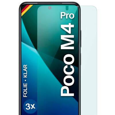 3x Schutzfolie für Xiaomi Poco M4 Pro Displayschutz HD Klar flexibel kein Glas