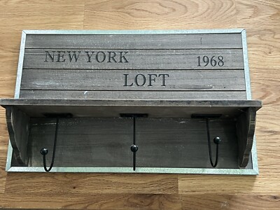 Minigarderobe/Schlüsselbrett vintage Loftstyle Holz, grau
