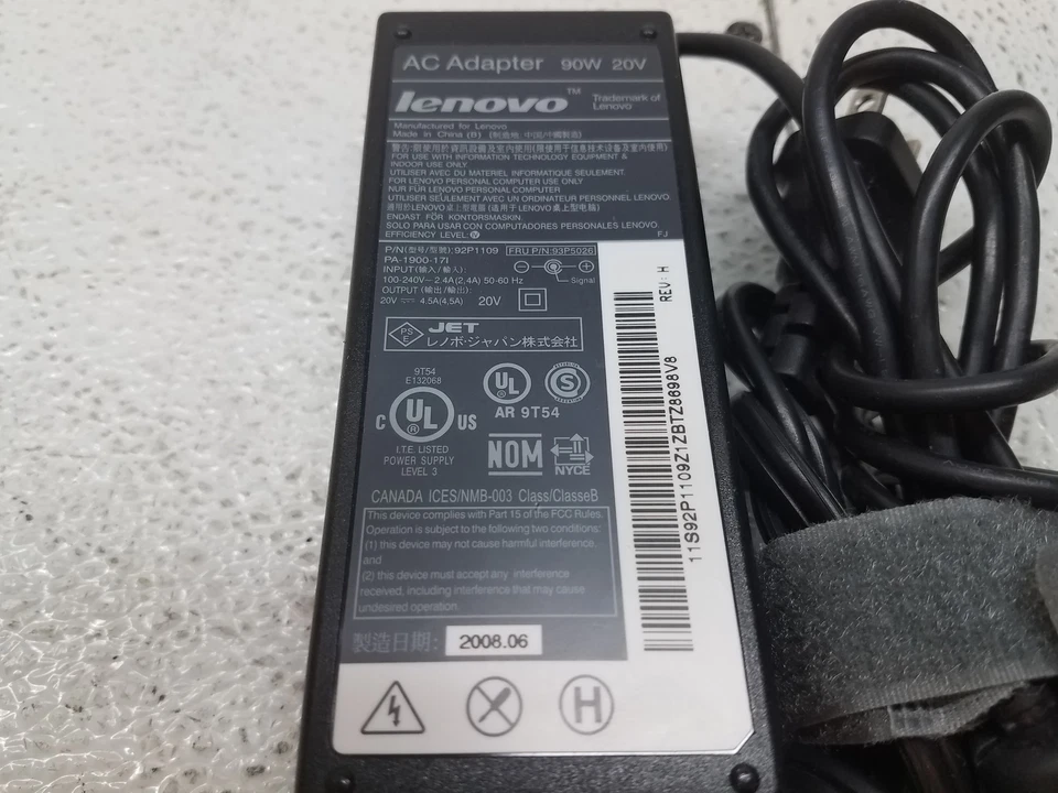 Lote de 10 Cargadores Adaptador de Corriente Genuinos Lenovo 90W 20V para Portátil 92P1109 con Cables Foto 2 de 4